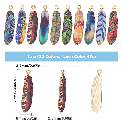 40Pcs 10 Colors Rack Plating Alloy Pendants FIND-SC0009-91-1