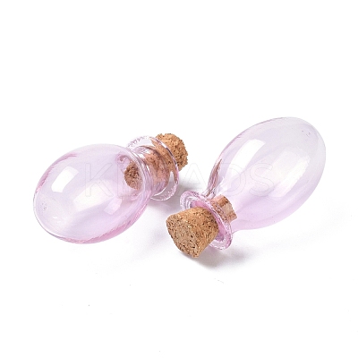 Oval Glass Cork Bottles Ornament AJEW-O032-03C-1