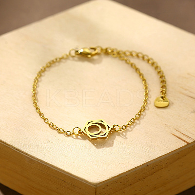304 Stainless Steel Lotus Flower Link Bracelets WGA8E5A-02-1