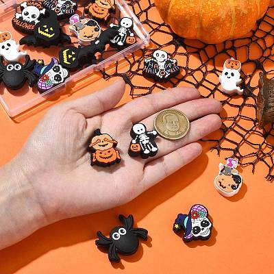 20Pcs 10 Styles Halloween Themed Food Grade Eco-Friendly Silicone Focal Beads SIL-CJ0002-54-1