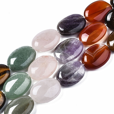 Natural Green Aventurine & Rose Quartz & Red Agate & Tiger Eye & Amethyst Beads Strands X-G-S364-095-1