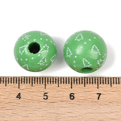 Christmas Printed Schima Wood European Beads WOOD-I015-01H-1