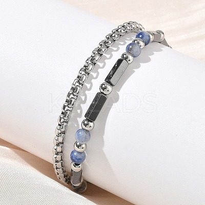 Natural Sodalite & Non-magnetic Synthetic Hematite Beaded Multi-strand BJEW-Z148-05P-01-1
