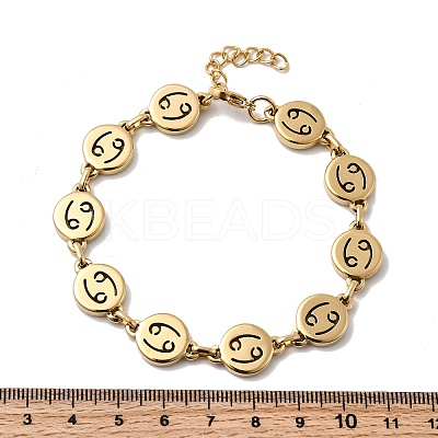 12 Constellations 304 Stainless Steel Link Chain Bracelets BJEW-I239-01G-05-1