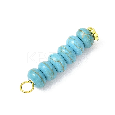 2Pcs 2 Colors Dyed Synthetic Turquoise Rondelle Beaded Pendants PALLOY-JF04623-02-1
