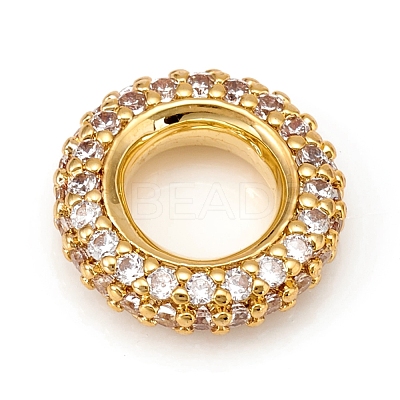 Brass Micro Pave Cubic Zirconia Rondelle European Beads KK-D160-59G-1