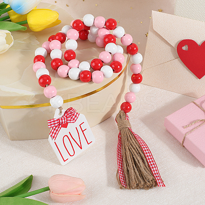 Wooden Beads Pendant Decorations AJEW-WH20020-109B-1