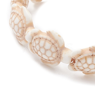 Dyed Synthetic Turquoise Tortoise Beaded Stretch Bracelet for Kids BJEW-JB09389-03-1