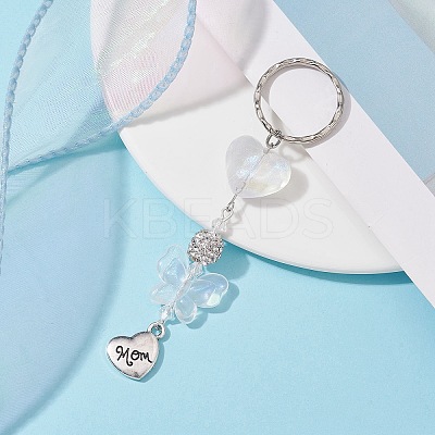 Mother's Day Alloy Heart with Word Mom Pendant Keychain KEYC-JKC00599-1