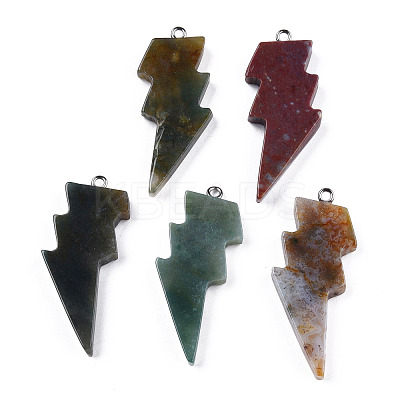 Natural Moss Agate Pendants G-N332-53-A09-1