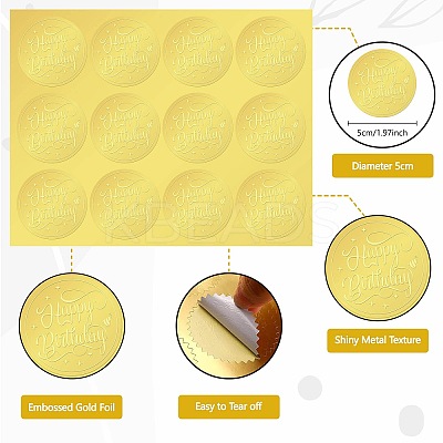 34 Sheets Self Adhesive Gold Foil Embossed Stickers DIY-WH0509-008-1