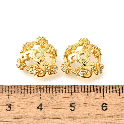 Flower Brass Bead Caps KK-V008-06G-1