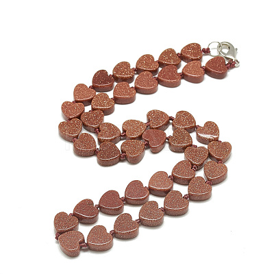 Synthetic Goldstone Beaded Necklaces NJEW-S403-08-1