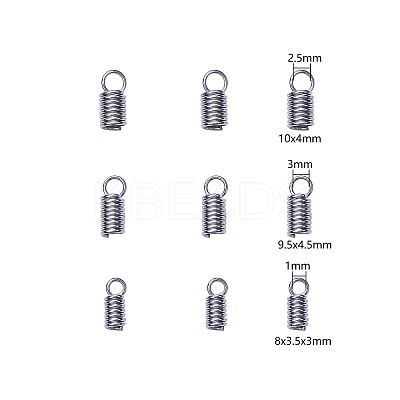 30Pcs 3 Size 304 Stainless Steel Coil Cord Ends STAS-CJ0001-152-1