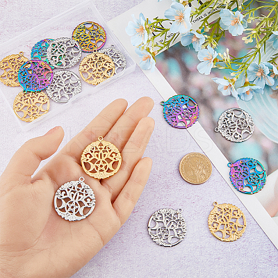 18Pcs 3 Colors 304 Stainless Steel Pendants STAS-DC0011-73-1