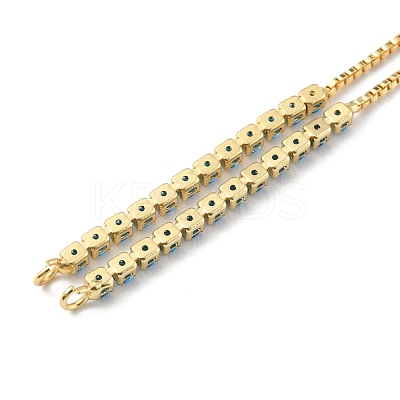 Brass Micro Pave Cubic Zirconia Box Chain Slider Bracelet Makings KK-P233-10G-1