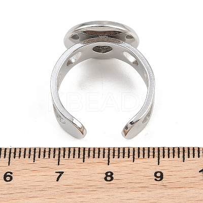 Hollow Heart 304 Stainless Steel Cuff Ring Components SA-CBA82C8-02D-P-1