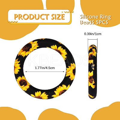 5Pcs Ring Food Grade Eco-Friendly Silicone Focal Beads JX893N-1