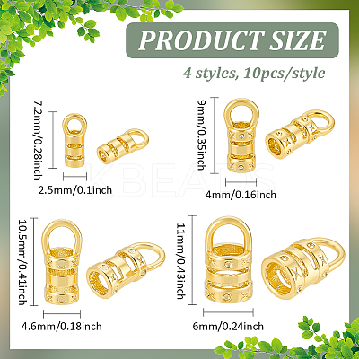 40Pcs 4 Styles Brass Cord Ends KK-BC0014-75-1