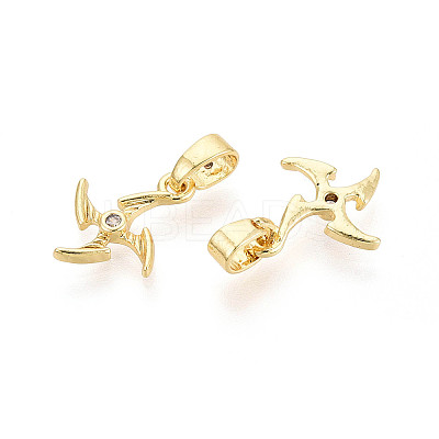 Brass Micro Pave Clear Cubic Zirconia Charms KK-N259-18G-1