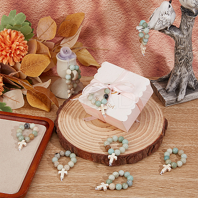 Natural Flower Amazonite Round Beads Pendant Decoration HJEW-OC00017-1