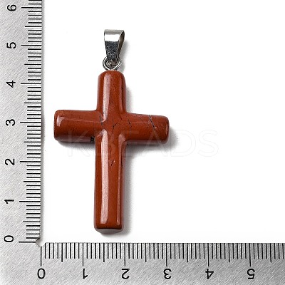 Natural Red Jasper Cross Pendants KK-D021-04E-P-1