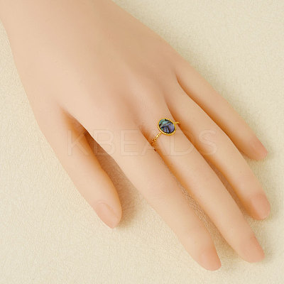 304 Stainless Steel with Natural Shell Open Cuff Rings for Women GL4110-4-1