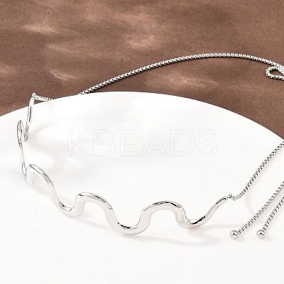 304 Stainless Steel Wavy Line Choker Slider Necklaces NJEW-Z106-01P-1