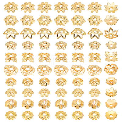 100Pcs 10 Style Brass Bead Caps FIND-PH0005-43-1