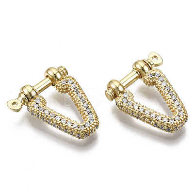 Brass Micro Pave Clear Cubic Zirconia D-Ring Anchor Shackle Clasps ZIRC-S066-048-NF-1