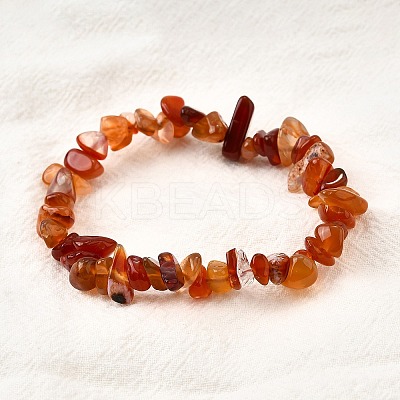 Natural Carnelian Beads Stretch Bracelets for Men Women BJEW-C105-01B-1