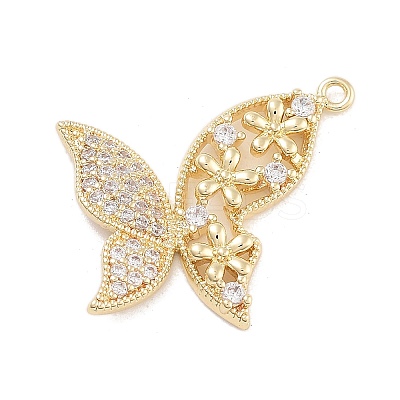 Brass Pave Clear Cubic Zirconia Pendants LS-KK-Z061-08G-02-1