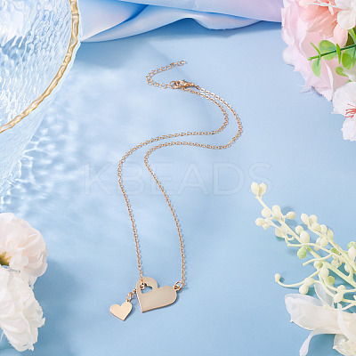 1Pc 302 Stainless Steel Heart Puzzle Pendant Cable Chain Lariat Y Necklaces for Women NJEW-TADJ0001-01KCG-1