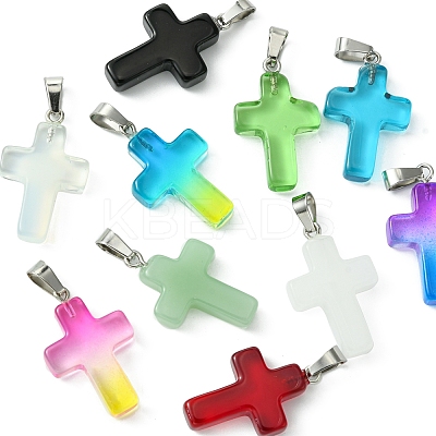 10Pcs 10 Colors Glass Pendant GLAA-FS0001-83-1
