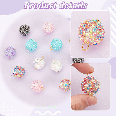 24Pcs 6 Styles Resin Rhinestone Pendants PALLOY-PH01657-1