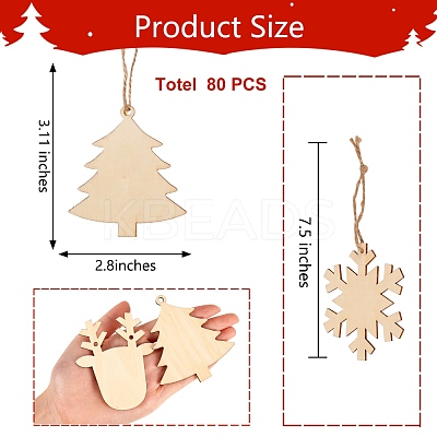 8 Bag 8 Style Unfinished Natural Wood Cutouts Ornaments WOOD-SZ0001-17-1