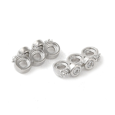 Rack Plating Brass Pave Clear Cubic Zirconia Spacer Bars KK-B088-11B-P-1