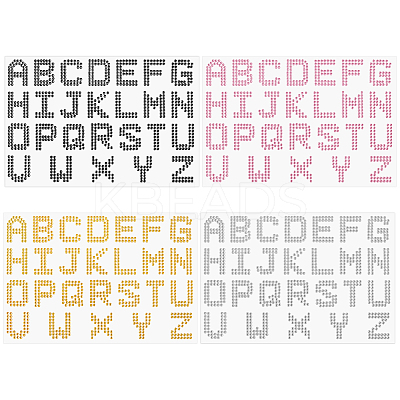 8 Sheets 4 Colors Letter A~Z Acrylic Hotfix Rhinestone DIY-CP0012-52-1