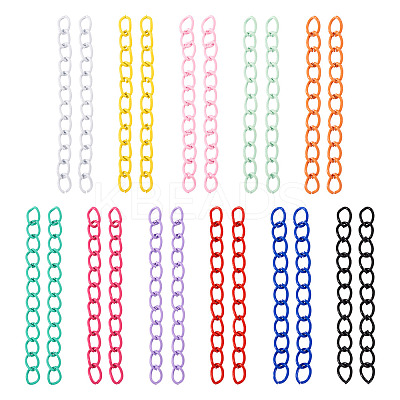 110Pcs 11 Colors Spray Paint Iron Curb Chain Extender IFIN-TA0001-63-1
