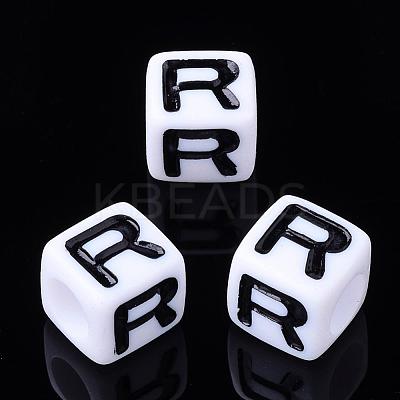 Acrylic Horizontal Hole Letter Beads PL37C9129-R-1