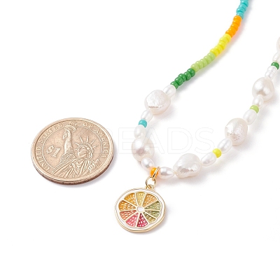 Lemon Slice Enamel Pendant Necklace for Girl Women X1-NJEW-TA00013-1