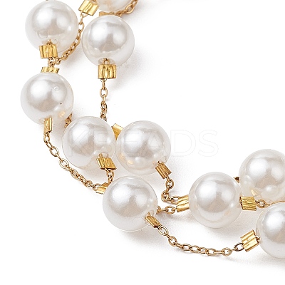 Round ABS Plastic Imitation Pearl Beads Necklace & Bracelet & Dangle Earring Sets for Women SJEW-JS01306-1