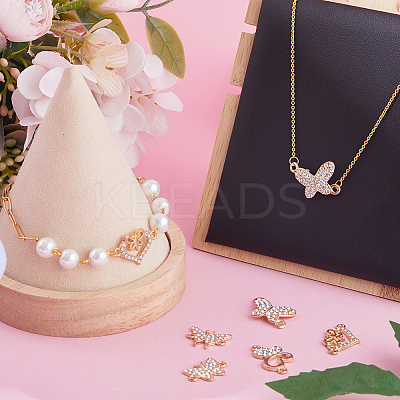36pcs 6 styles Alloy Crystal Rhinestone Connector Charms ALRI-SC0001-30-1