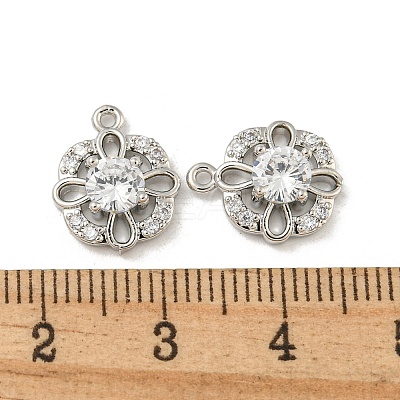 Brass Micro Pave Clear Cubic Zirconia Charms KK-Z057-04P-1