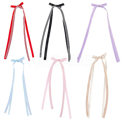 6Pcs 6 Colors Lace Bowknot Polyester Alligator Hair Clips PHAR-CY0001-02-1