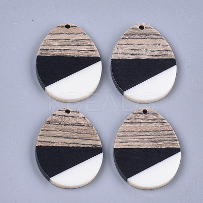 Tri-color Resin & Walnut Wood Pendants RESI-S358-73B-1