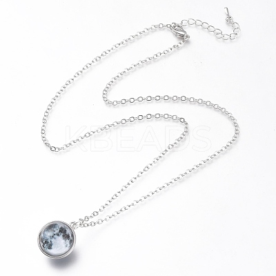 Glass Pendant Necklace NJEW-D281-B-13S-1