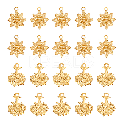 20Pcs 2 Style Ion Plating(IP) 304 Stainless Steel Pendants STAS-UN0049-71-1