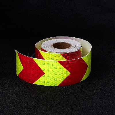 2" X 33ft Reflective Hazard Warning Tape Yellow Red High Intensity Waterproof Reflector Safety Tape Marking Tape for Outdoor Steps AJEW-GF0001-54B-1