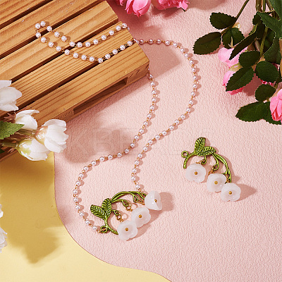 Lily of the Valley Glass Conntctor Charms PALLOY-TAC0098-1